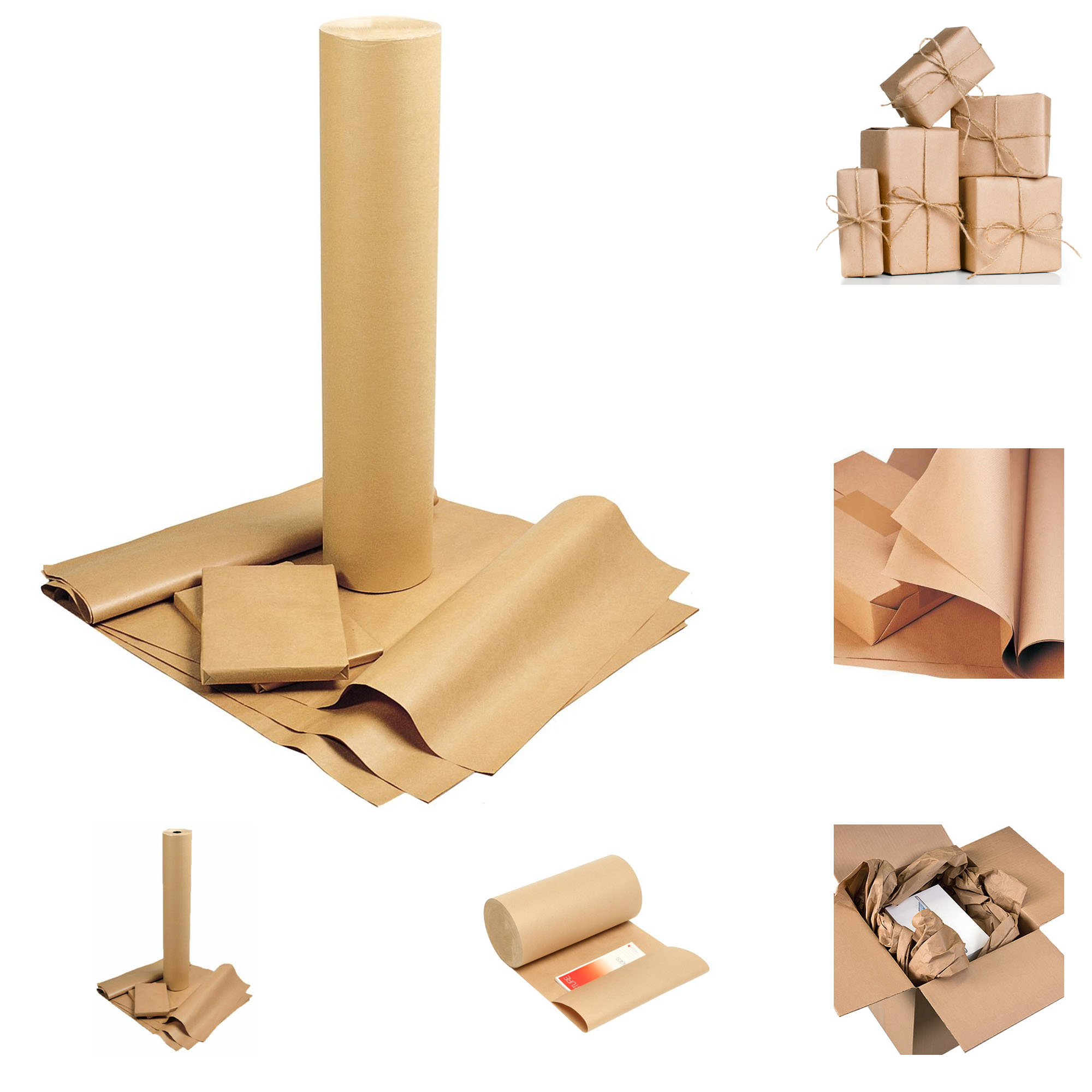 BROWN KRAFT PARCEL PAPER FOR WRAPPING AND PACKAGING PARCELS STRONG ROLLS 90GSM 