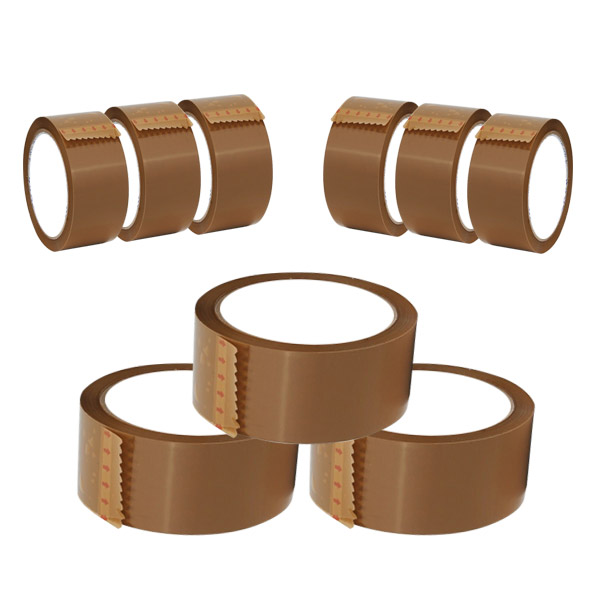 6 Rolls Buff Brown Tape for Packing 48mm x 66m Parcel Cardboard Buff Packaging Tape 